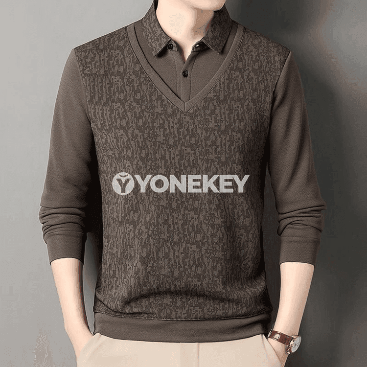 Erkekler üçin ýyly fleece trikotaž switer, güýz-gyş üçin