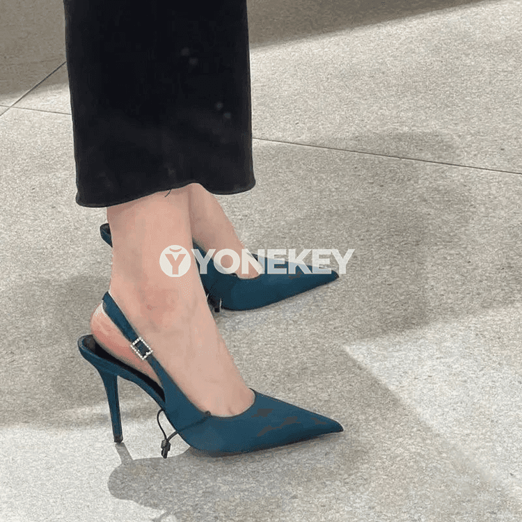 Zenanlar üçin açyk boýunly, ýiti burunly ýokary ökjeli sandal
