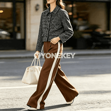 Zenanlar üçin ýyladyly, bezegli düwmejikli uzyn ýeňli blazer
