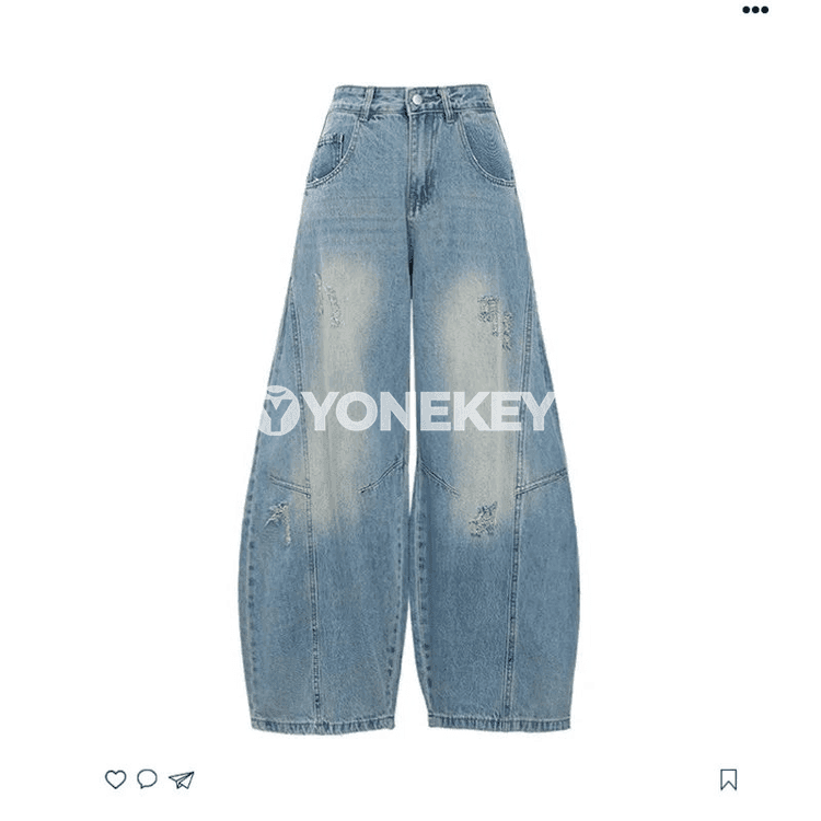 Zenanlar üçin giň kesimli ýokary bel jeans balaklar