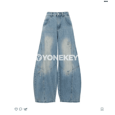Zenanlar üçin giň kesimli ýokary bel jeans balaklar