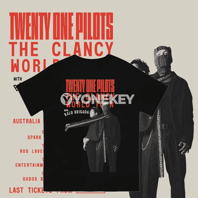 Twenty One Pilots erkek-gyzlar üçin giň kesimli konsert futbolkasy