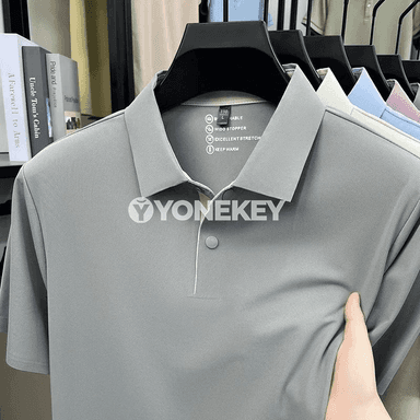 Erkekler üçin ýeňil we dem alýan gysga ýeňli polo köýnek