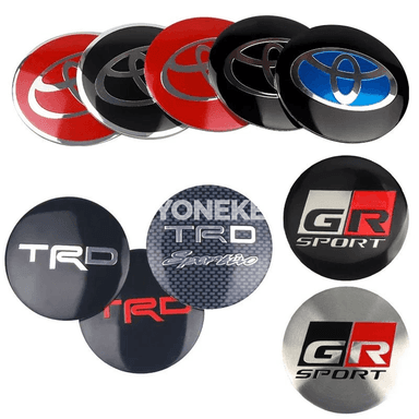 Toyota Rav4, Corolla, Camry üçin 56 mm alýumin disk merkezi stikeri, 4 sany