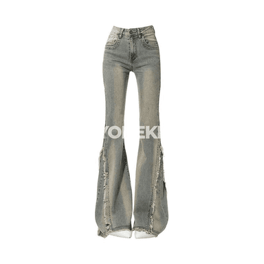 Zenanlar üçin giň gaýyşly denim jalbar, ýaz-tomus gündelik stil
