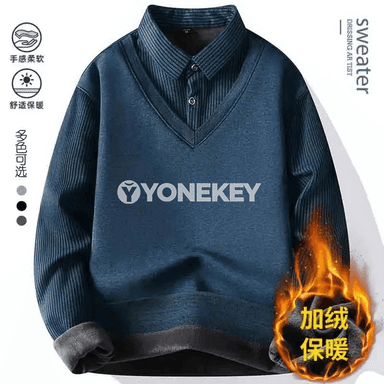 Erkekler üçin ýyly içi fleesli uzyn ýeňli polo köýnek