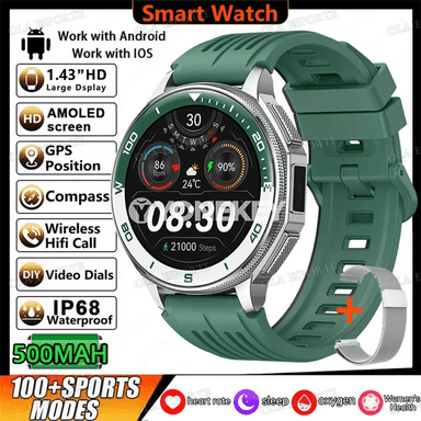 1.43" AMOLED ekranly GPS akylly sagat, suw geçirmeýän sport modeli