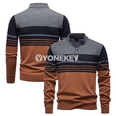 Erkekler üçin örme ýarym zip switer, güýz-ýaz üçin