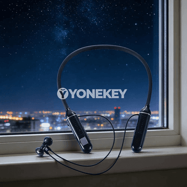 HIFI Bluetooth 5.3 simsiz boýun nauşnigi, LED ekranly, mikrofonly