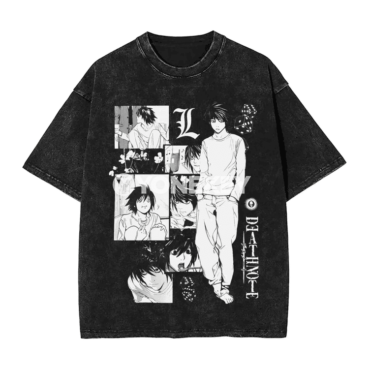 Manga DEATH NOTE Grafiki Çaply Oversize Gysga Ýeňli Futbolka