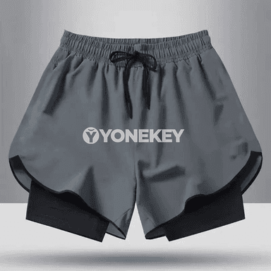 Erkekler üçin 2-in-1 sport şortikleri, ýeňil, çalt gurajy