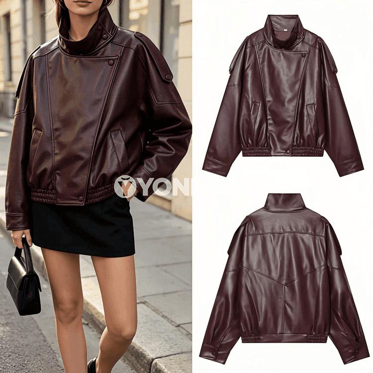 Aýal-gyzlar üçin güýz-gyş uzyn ýeňli giň kesimli jaket
