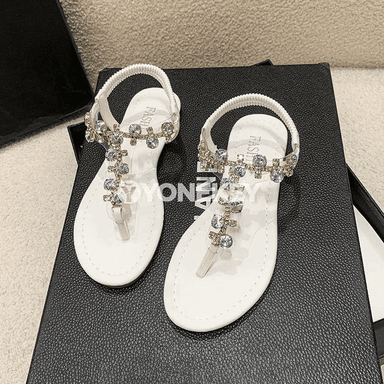 Zenanlar üçin rhinestone bezegli tekiz tomus sandallary