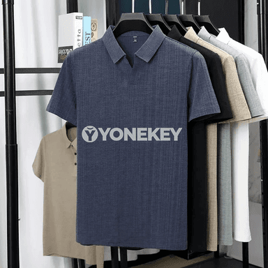 Erkekler üçin ýeňil we dem alýan linen görnüşli polo köýnek