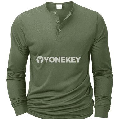 Erkekler üçin ýeňil, dem alýan uzyn ýeňli Henley futbolka, S-XXXL
