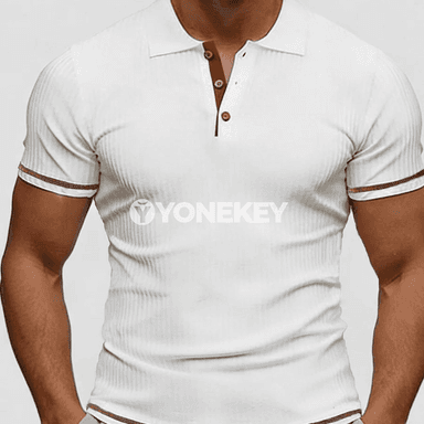 Erkekler üçin gündelik slim fit polo köýnek, bir reňkli
