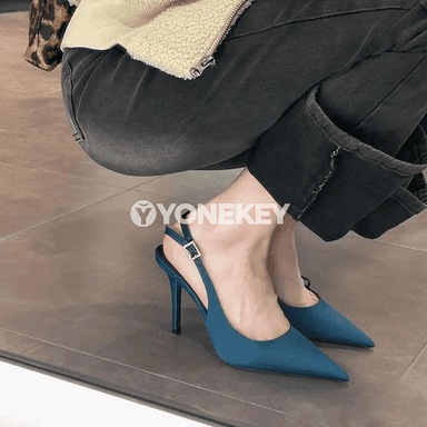 Zenanlar üçin açyk boýunly, ýiti burunly ýokary ökjeli sandal