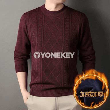 Erkekler üçin ýyly trikotaž pulower, göwrekli gurluşly gündelik model