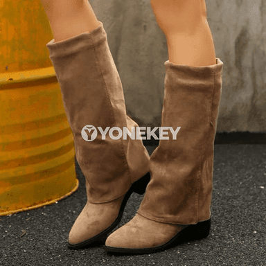 Zenanlar üçin ýokary dyzly modaly ädikler, uçly burunly kowboý stil