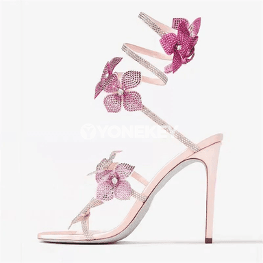 Zenanlar üçin beýik ökjel sandallar, daşly lyuks model