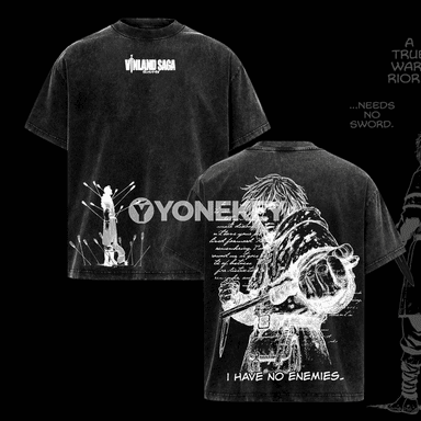 Thorfinn VINLAND SAGA çap edilen erkek futbolkasy, oversize, pagta