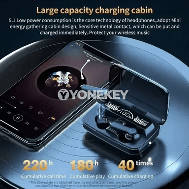 TWS Bluetooth naushnikler 5.3, 9D ses, sensorly displeýli, simsiz