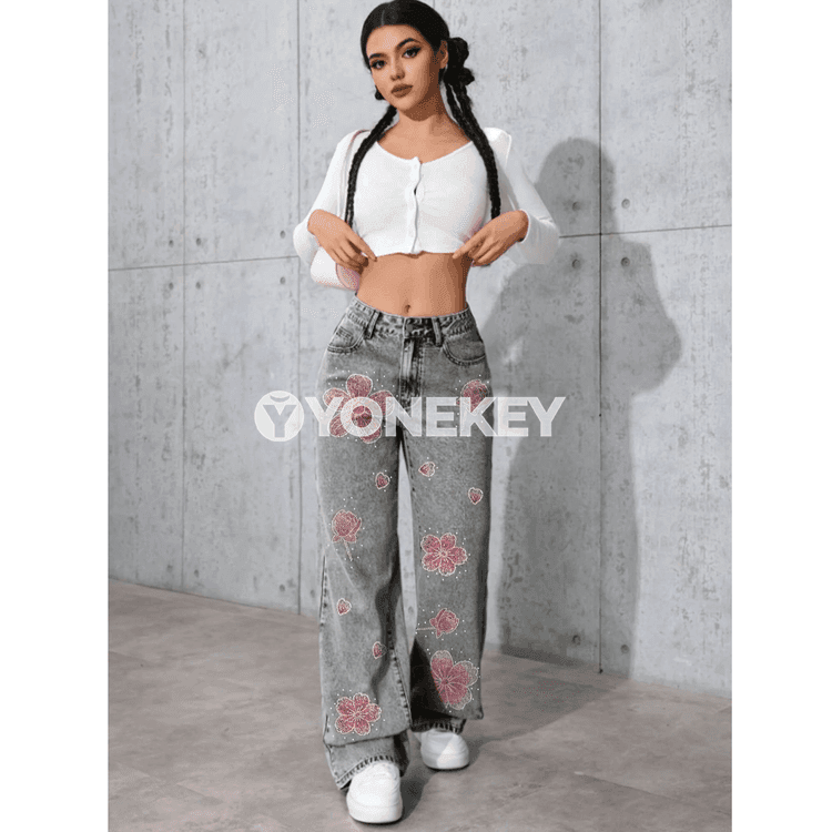 Zenanlar üçin moda jeans, ýumşak uzalýan mataly, gündelik stil