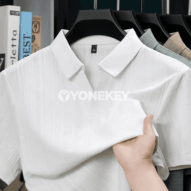 Erkekler üçin ýeňil we dem alýan linen görnüşli polo köýnek