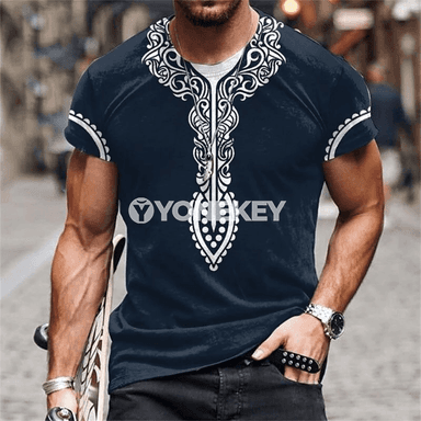 Erkekler üçin 3D çaply giň futbolka, gündelik şäher görnüşi