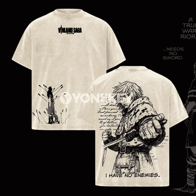 Thorfinn VINLAND SAGA çap edilen erkek futbolkasy, oversize, pagta