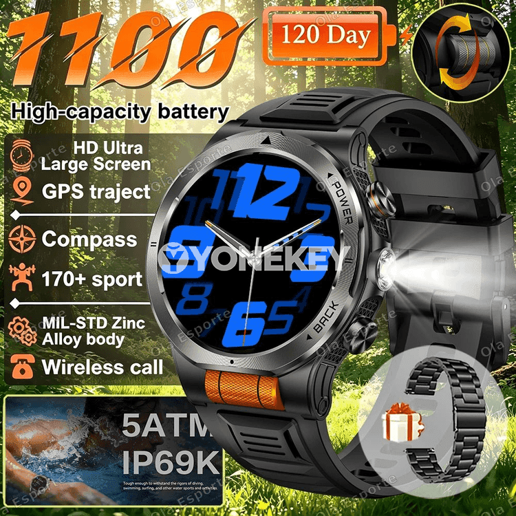 1100 mAh uly batareýaly akylly sagat, Bluetooth jaňly, outdoor model