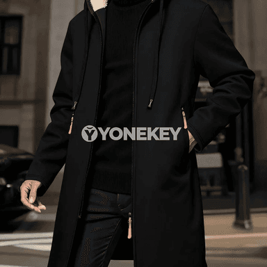 Erkekler üçin ýyly kapşonly fermuarly kurtka, galyň fleece, S-XXXL