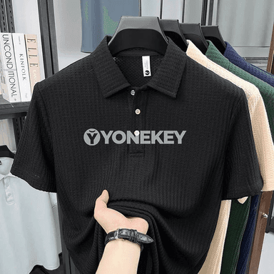 Erkekler üçin ýüngil, dem alýan polo futbolka, tomuslyk gündelik köýnek