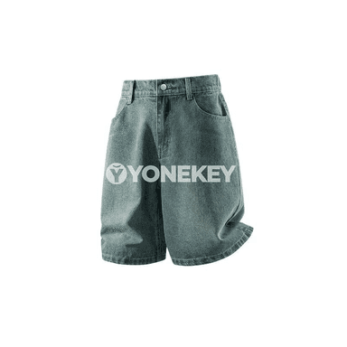 Erkekler üçin denim şortikler, giň kesim, şäher stili