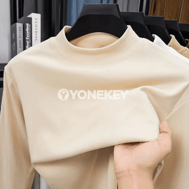 Erkekler üçin ýyly ýakaýakly uzyn ýeňli gündelik futbolka