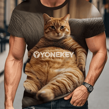 Erkekler üçin 3D pişikly tomus futbolkasy, giň kesimli we rahat