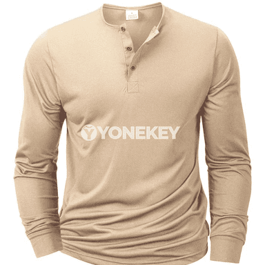 Erkekler üçin ýeňil, dem alýan uzyn ýeňli Henley futbolka, S-XXXL