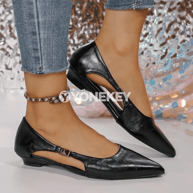 Pes ökjeli zenan köwüşi, burny ýiti, rahat slingback görnüşli