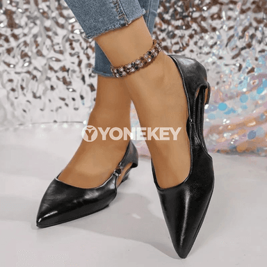 Pes ökjeli zenan köwüşi, burny ýiti, rahat slingback görnüşli