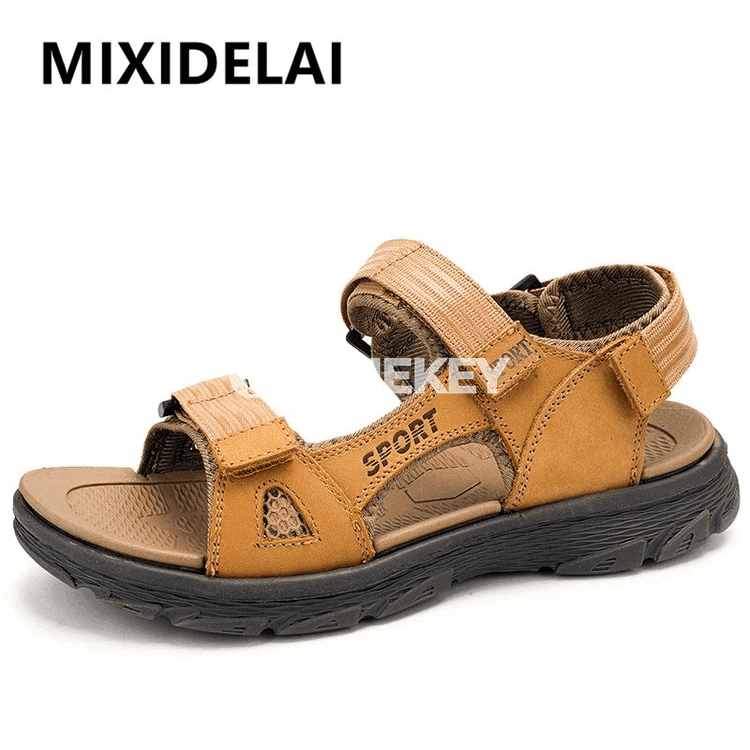 Erkekler üçin ýeňil deri Roman sandallary, tomusky rahat aýakgap