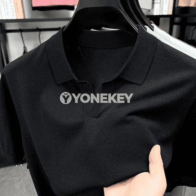 Erkekler üçin dokalan klassiki polo futbolka, tomusky ýeňil köýnek