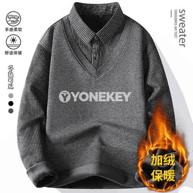 Erkekler üçin ýyly içi fleesli uzyn ýeňli polo köýnek