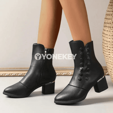 Zenanlar üçin ýyly deri ankle botinkalar, ýokary ökjeli, gyş üçin