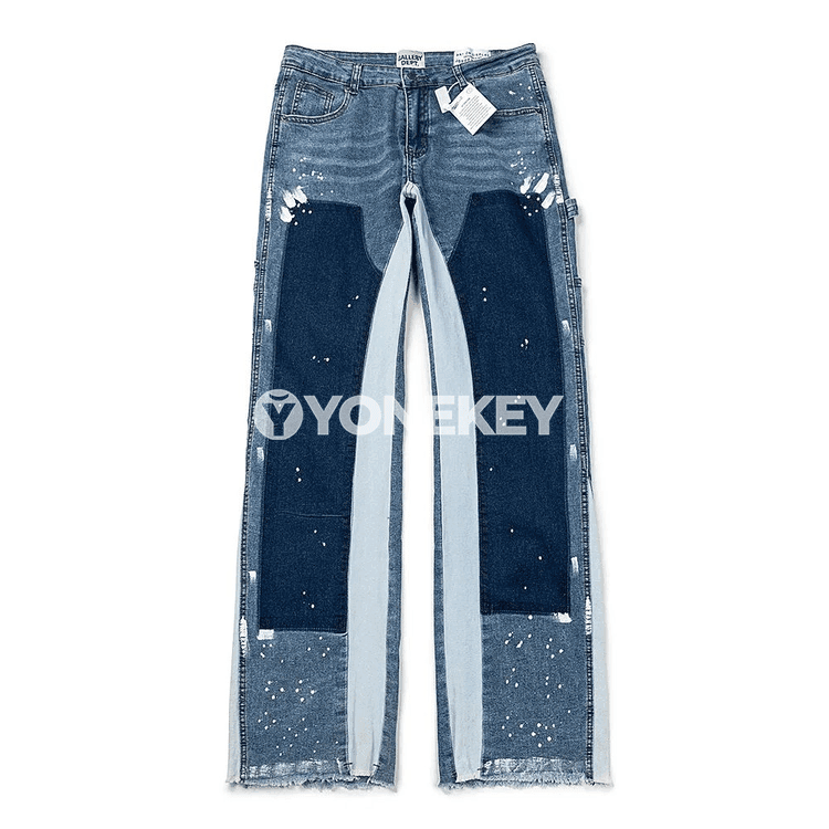 Y2K erkek jeans — giň kesimli, patchly, ankli uzyn moda balak