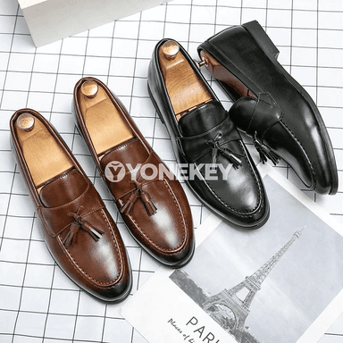 Erkekler üçin klassik loafer deri köwüşler