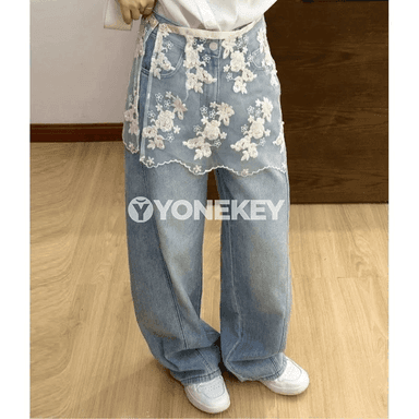 Zenanlar üçin retro stil giň kesimli jeans balak, ýaz-tomus modeli