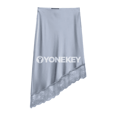 Zenanlar üçin satin midi yubka, asimmetrik ýeňil we owadan