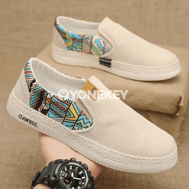 Erkekler üçin ýazlyk slip-on kanwa espadril köwüşleri, dem alýan gündelik model