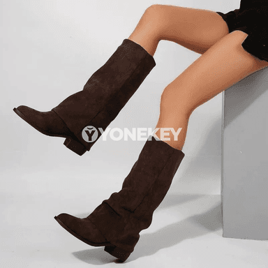Zenanlar üçin ýokary dyzly modaly ädikler, uçly burunly kowboý stil