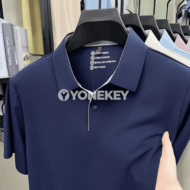 Erkekler üçin ýeňil we dem alýan gysga ýeňli polo köýnek